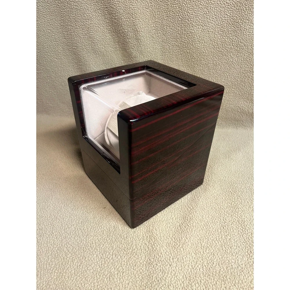 Chiyoda Single Automatic Watch Winder Mahogany Wood Gloss Finish Quiet Motor